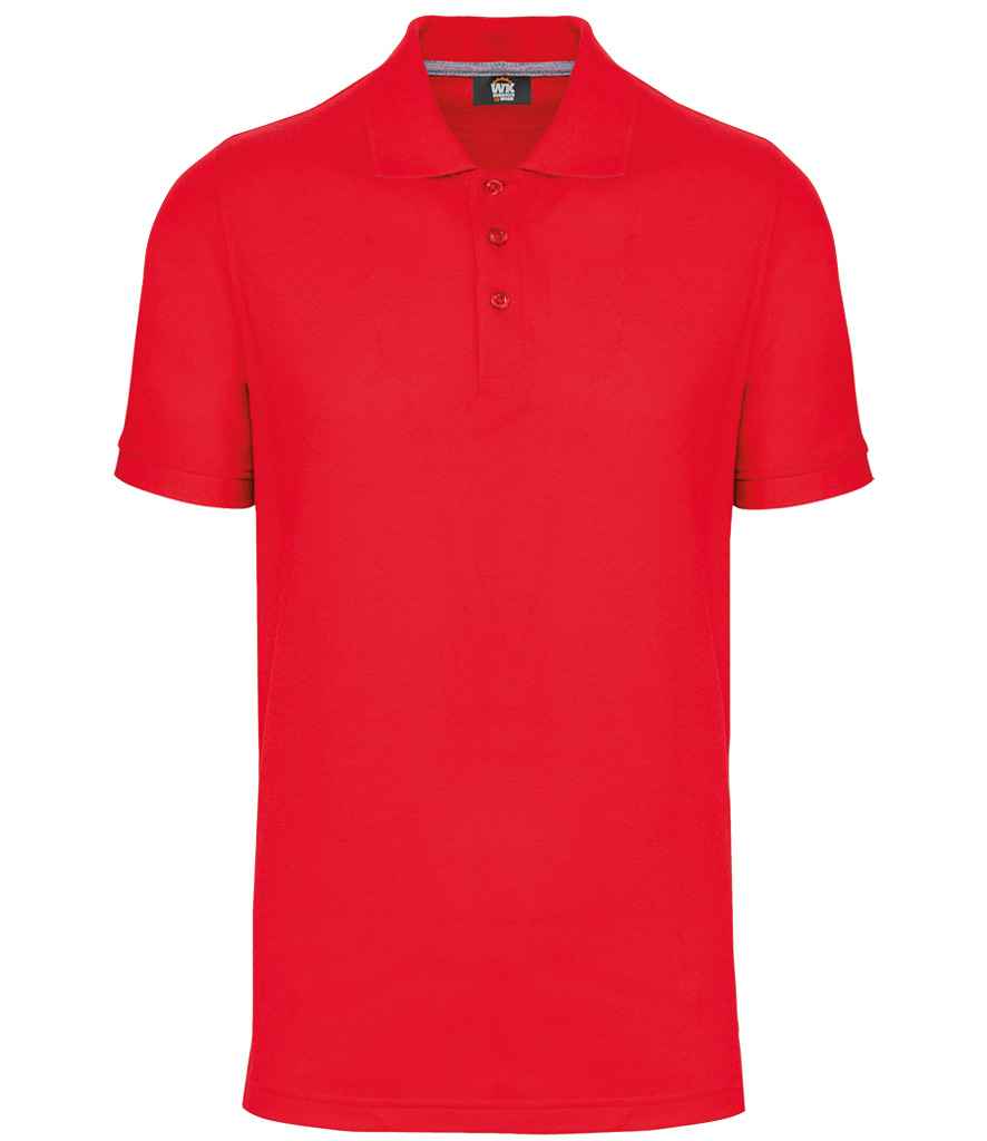 WK Designed To Work Anti-Bacterial Piqué Polo Shirt in Red, front view