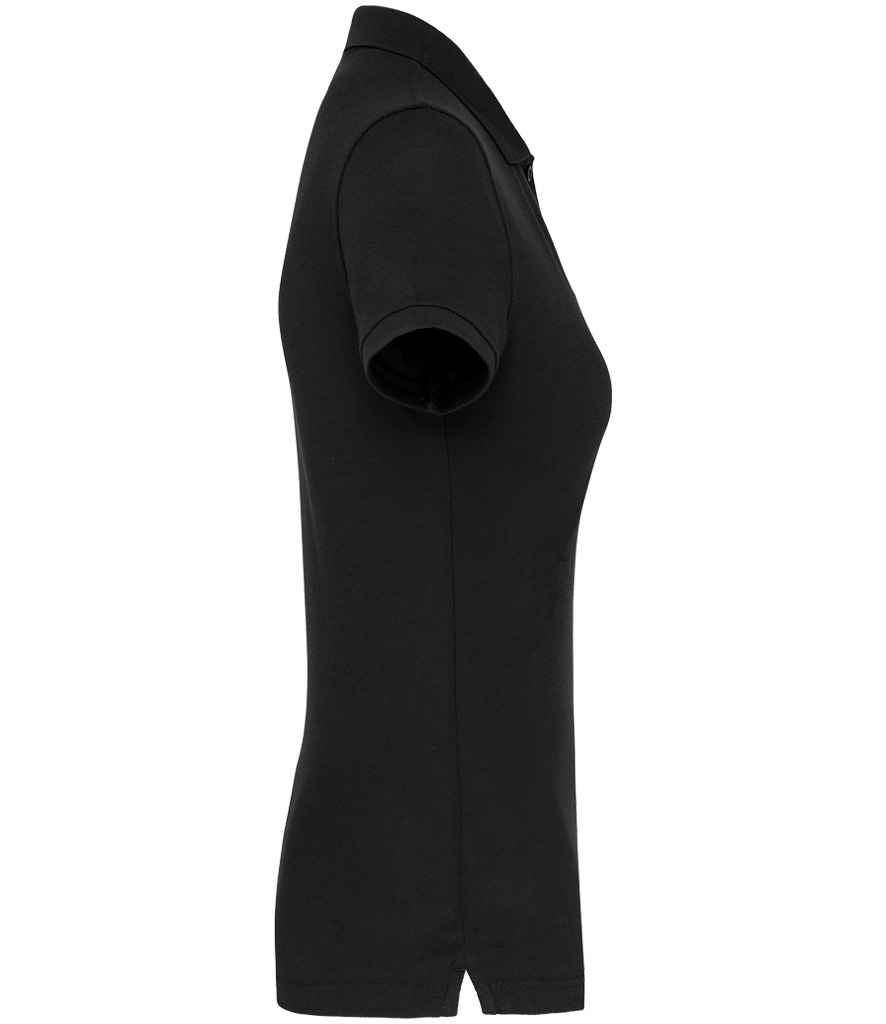 WK Designed To Work Ladies Anti-Bacterial Piqué Polo Shirt in Black, side view
