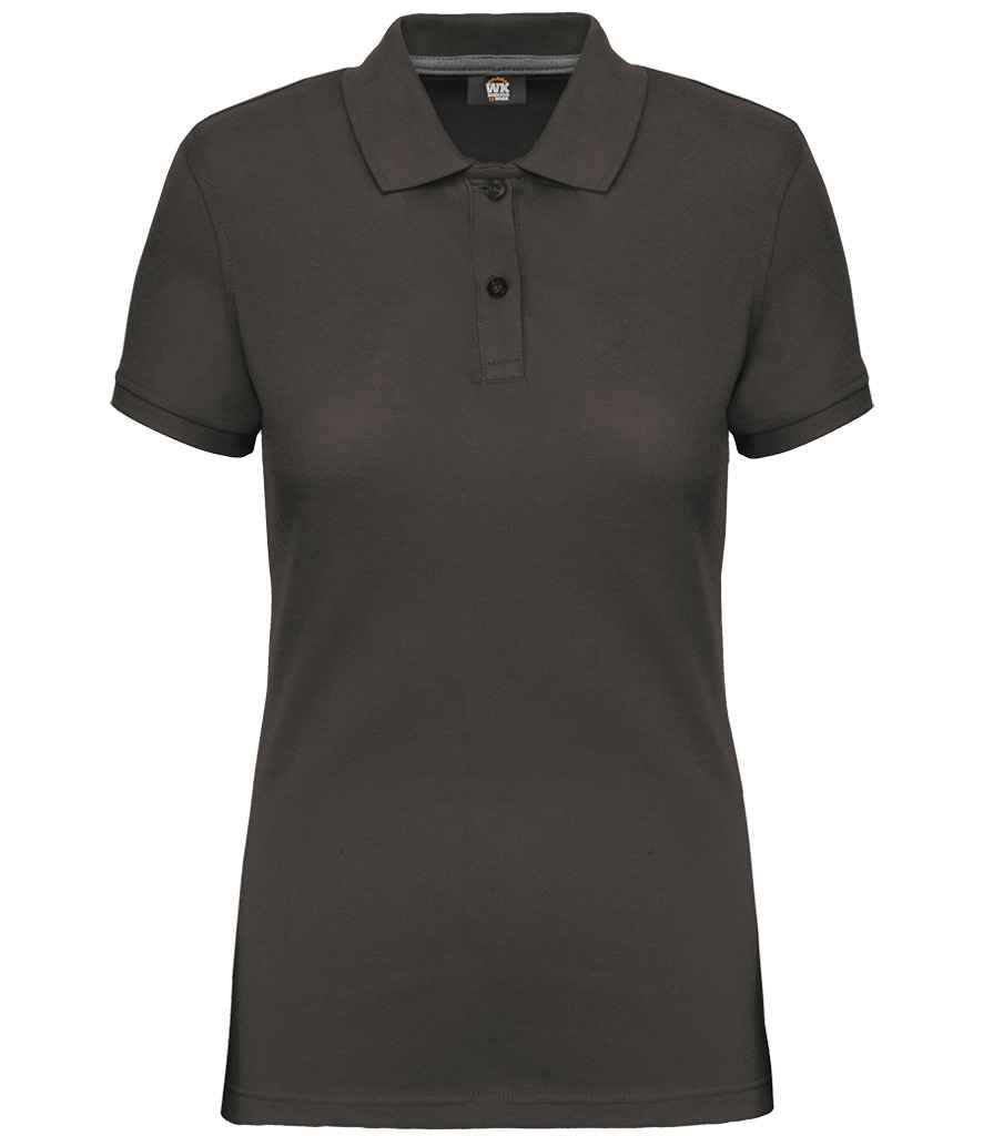 WK Designed To Work Ladies Anti-Bacterial Piqué Polo Shirt in Dark Grey, front view