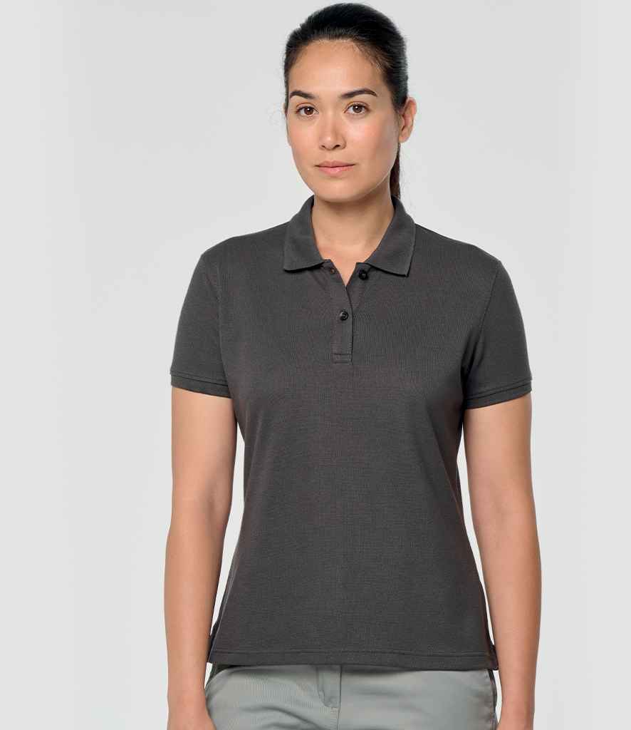 WK Designed To Work Ladies Anti-Bacterial Piqué Polo Shirt in Dark Grey