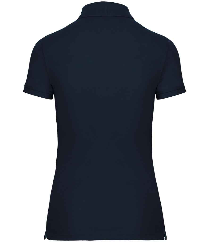 WK Designed To Work Ladies Anti-Bacterial Piqué Polo Shirt in Navy, back view
