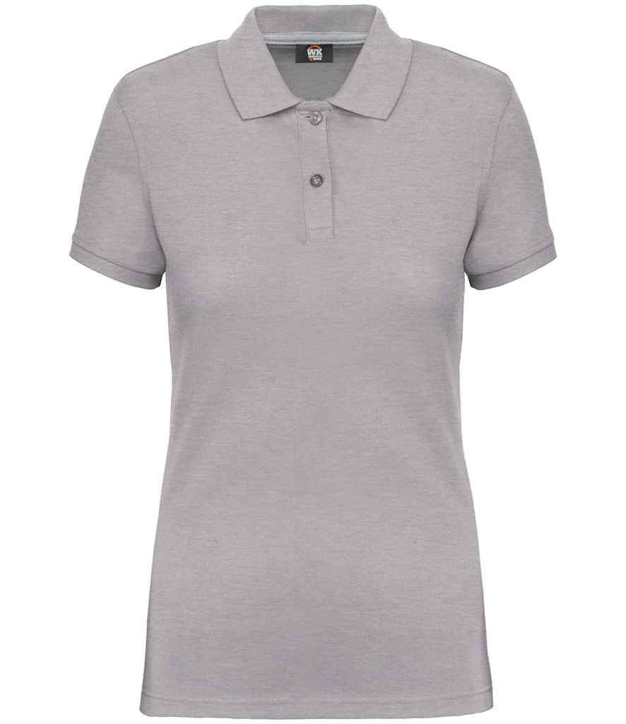 WK Designed To Work Ladies Anti-Bacterial Piqué Polo Shirt in Oxford Grey, front view