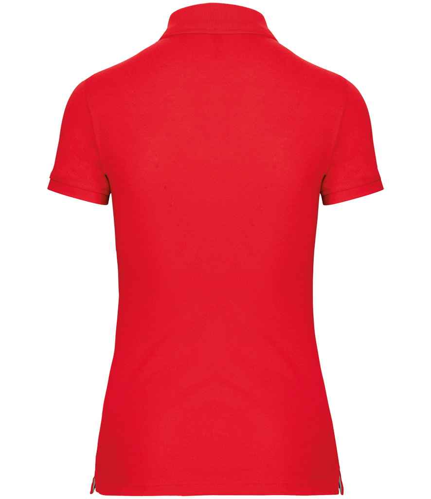 WK Designed To Work Ladies Anti-Bacterial Piqué Polo Shirt in Red, back view