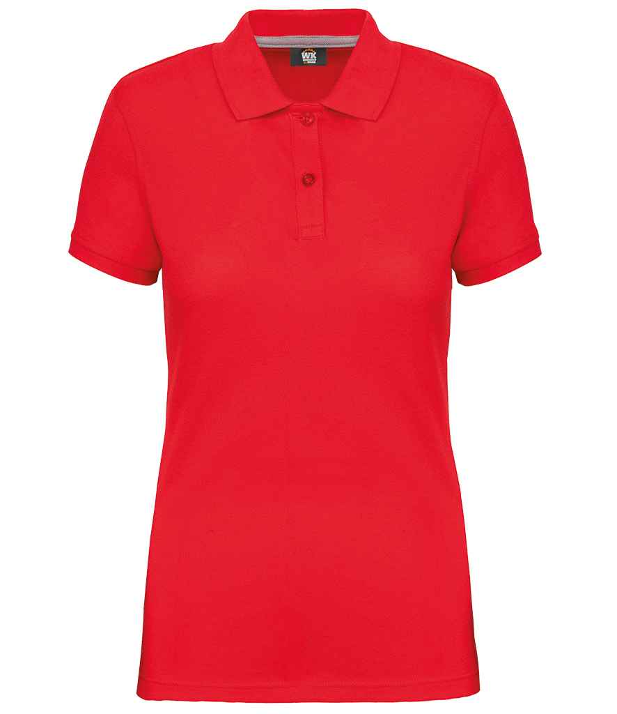 WK Designed To Work Ladies Anti-Bacterial Piqué Polo Shirt in Red, front view