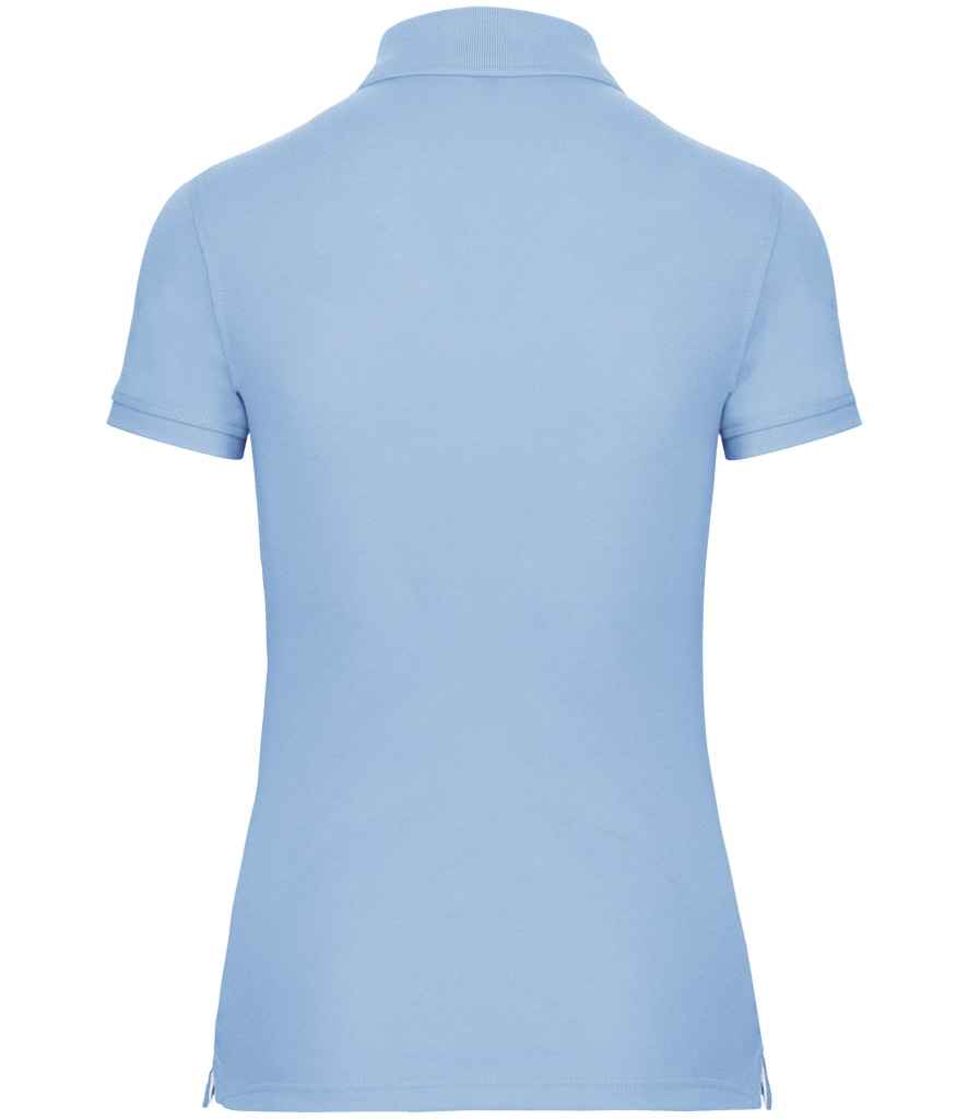 WK Designed To Work Ladies Anti-Bacterial Piqué Polo Shirt in Sky Blue, back view