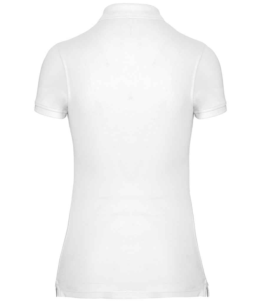 WK Designed To Work Ladies Anti-Bacterial Piqué Polo Shirt in White, back view