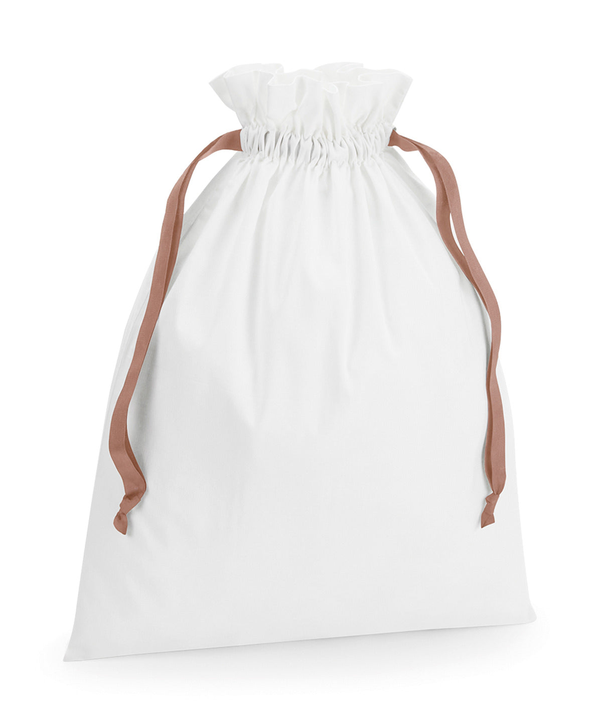Westford Mill Cotton gift bag with ribbon drawstring in Soft White/Rose Gold, front view