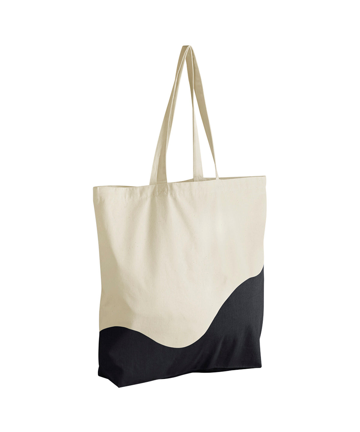 Westford Mill Organic cotton wave print maxi tote in Natural/Black, front view
