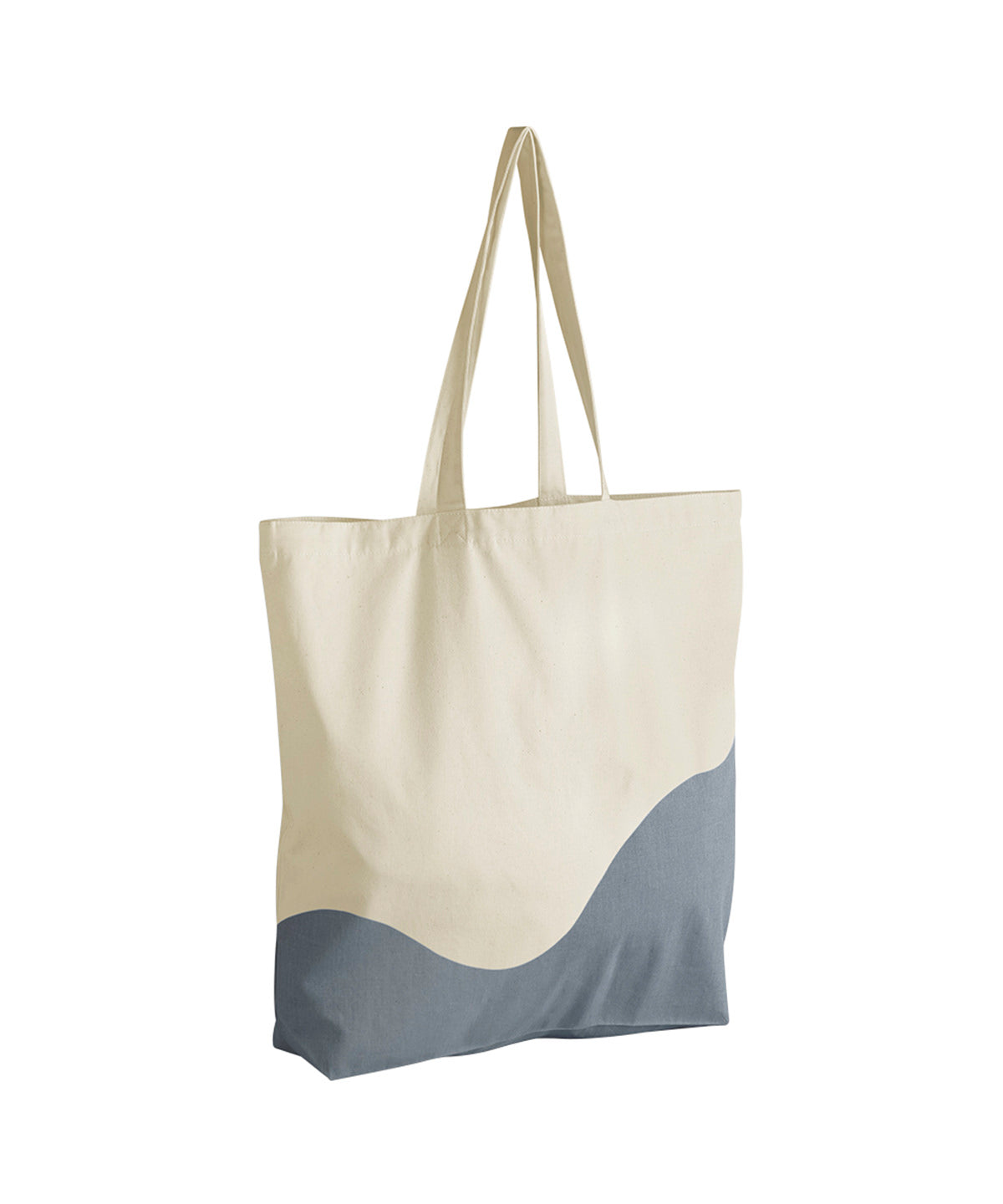 Westford Mill Organic cotton wave print maxi tote in Natural/Blue Grey, front view