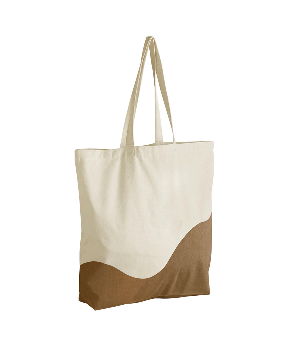 Westford Mill Organic cotton wave print maxi tote in Natural/Caramel, front view