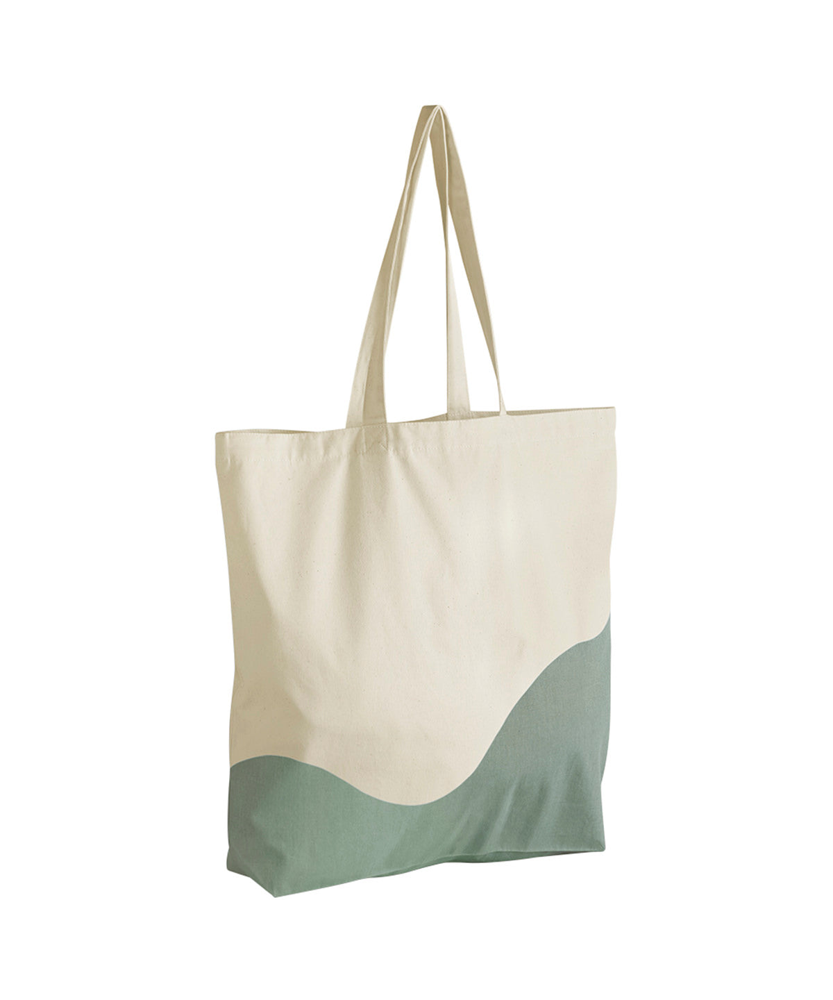 Westford Mill Organic cotton wave print maxi tote in Natural/Dusty Green, front view