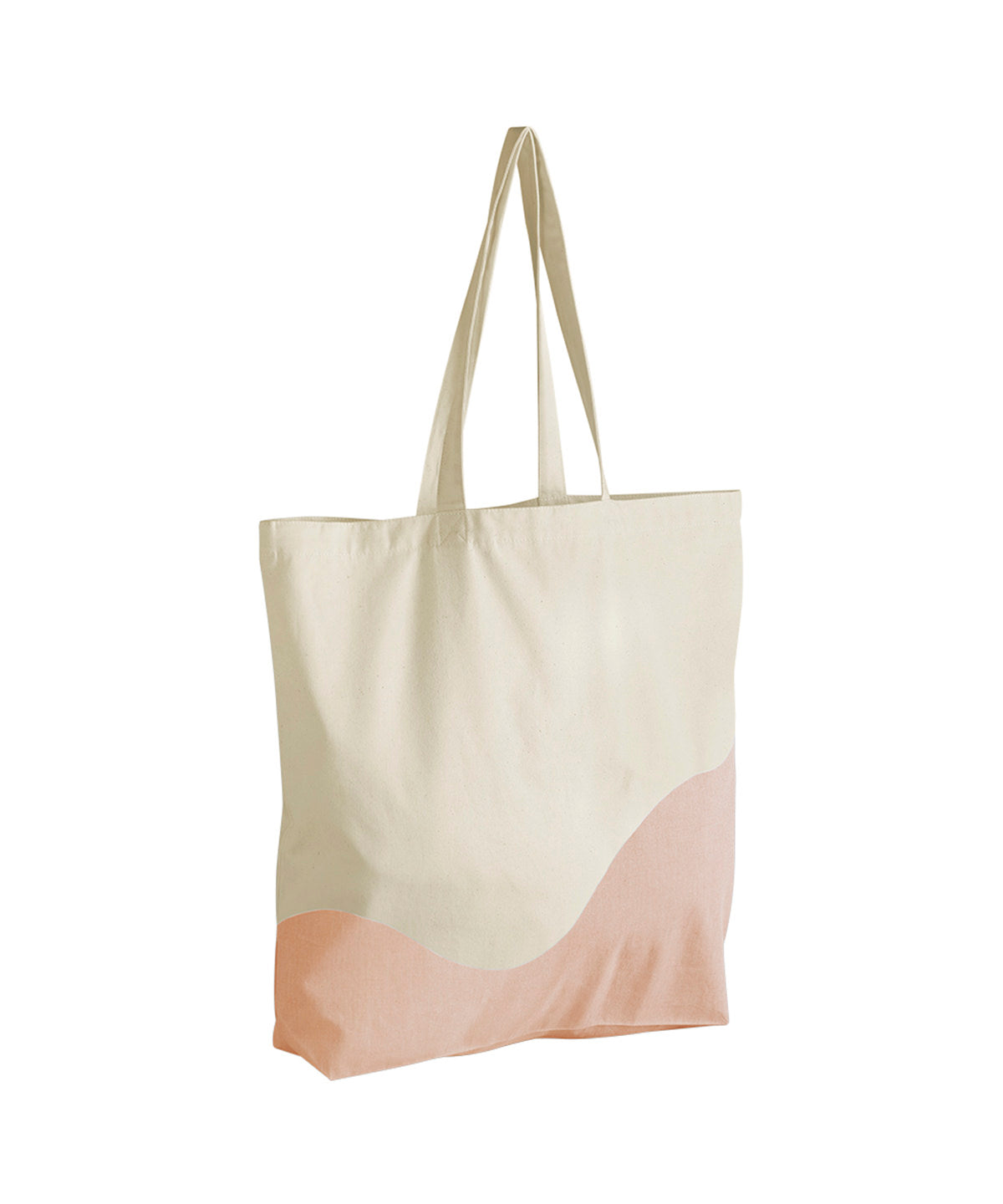 Westford Mill Organic cotton wave print maxi tote in Natural/Peach, front view