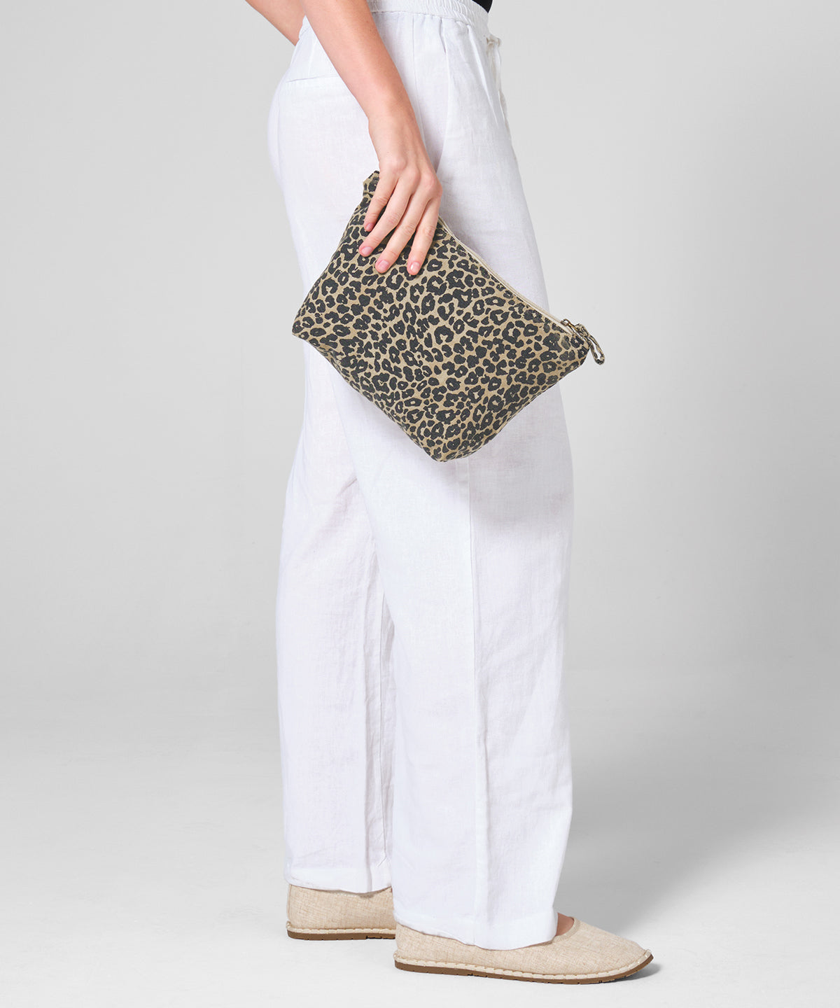 Westford Mill Leopard print canvas accessory bag in Vintage Leopard Print, lifestyle photo
