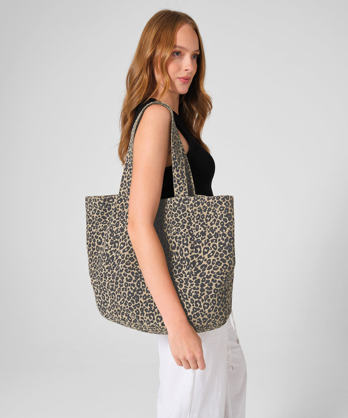 Westford Mill Leopard print canvas shopper in Vintage Leopard Print, lifestyle photo