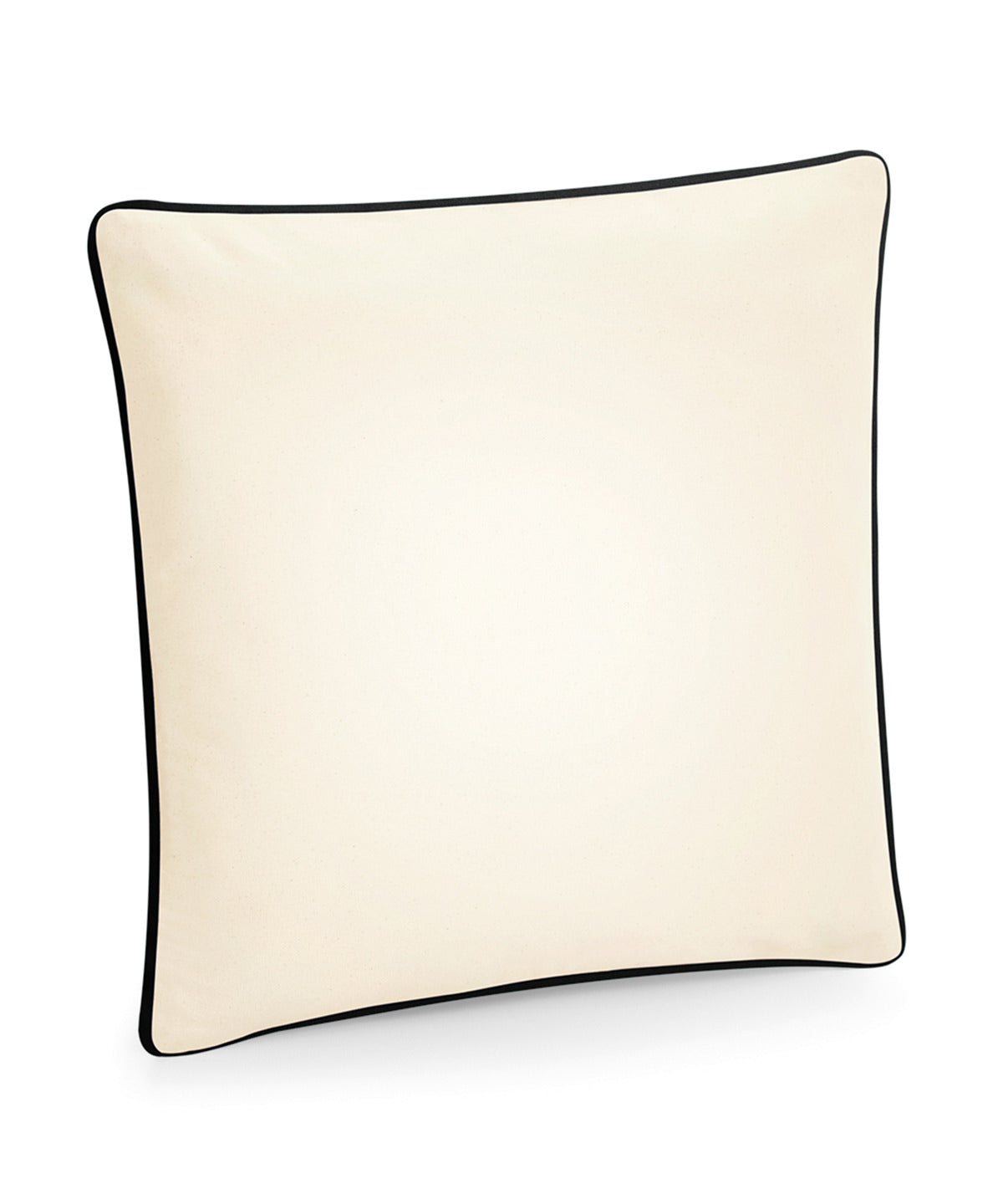 Westford Mill Fairtrade cotton piped cushion cover in Natural/Black, front view