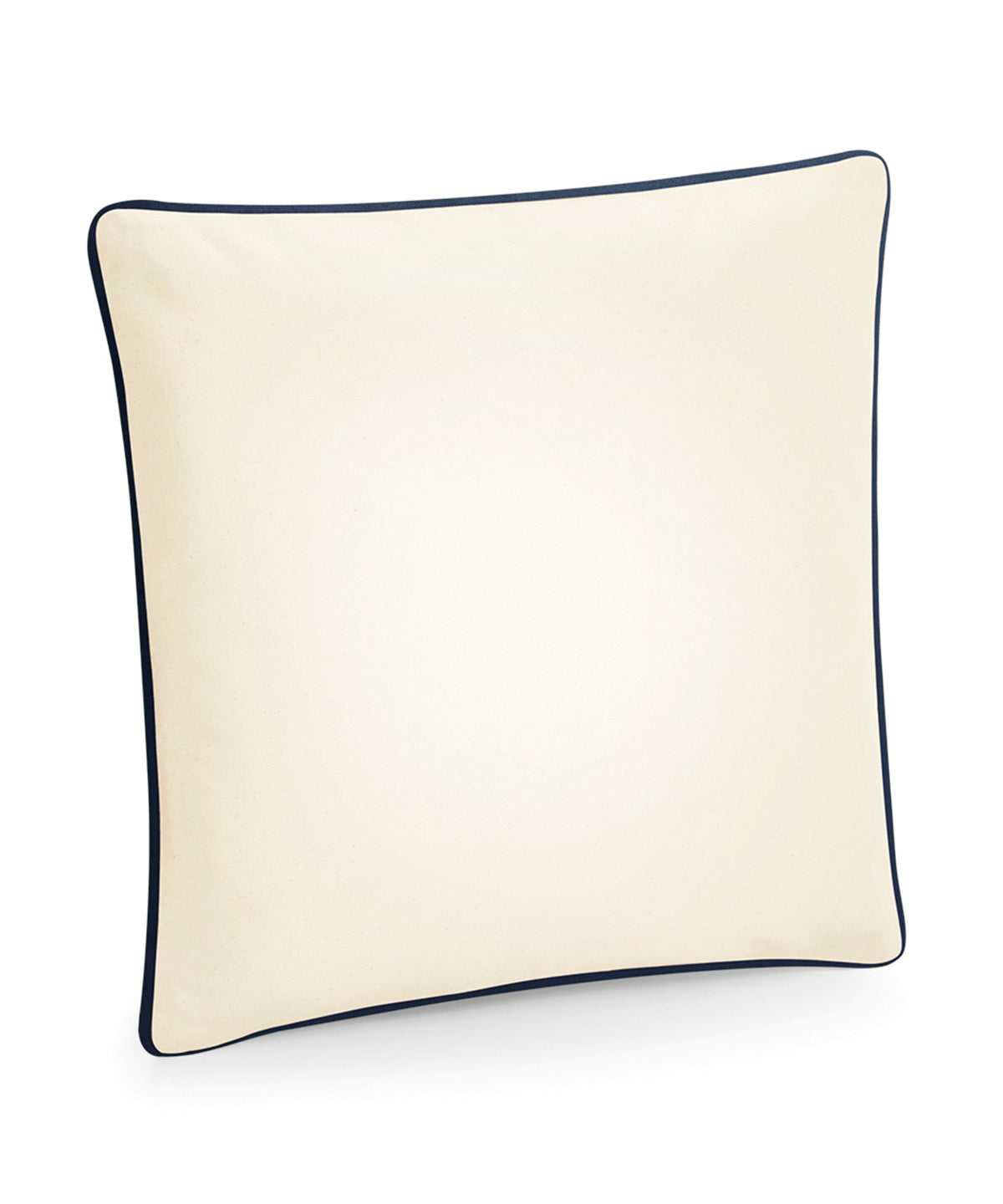 Westford Mill Fairtrade cotton piped cushion cover in Natural/French Navy, front view