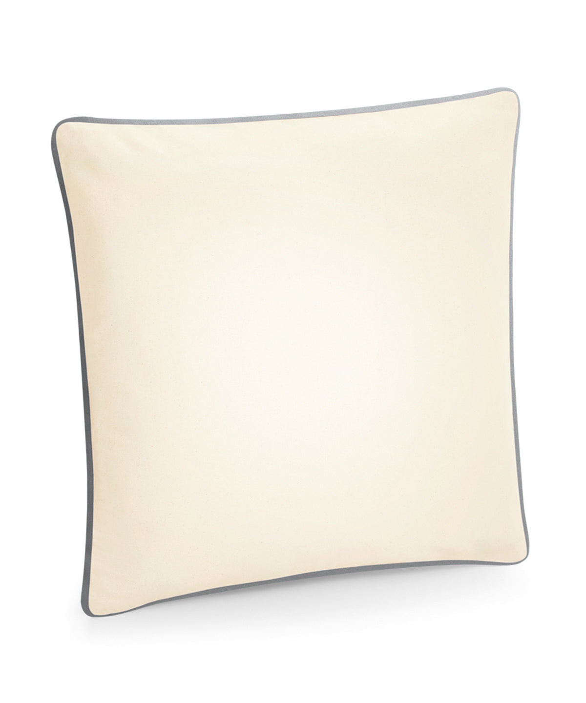 Westford Mill Fairtrade cotton piped cushion cover in Natural/Light Grey, front view