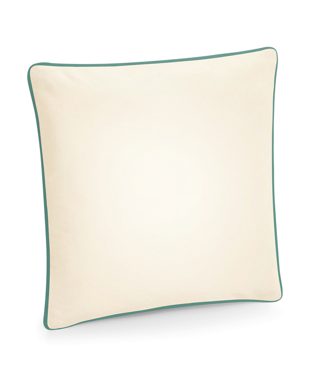 Westford Mill Fairtrade cotton piped cushion cover in Natural/Sage Green, front view