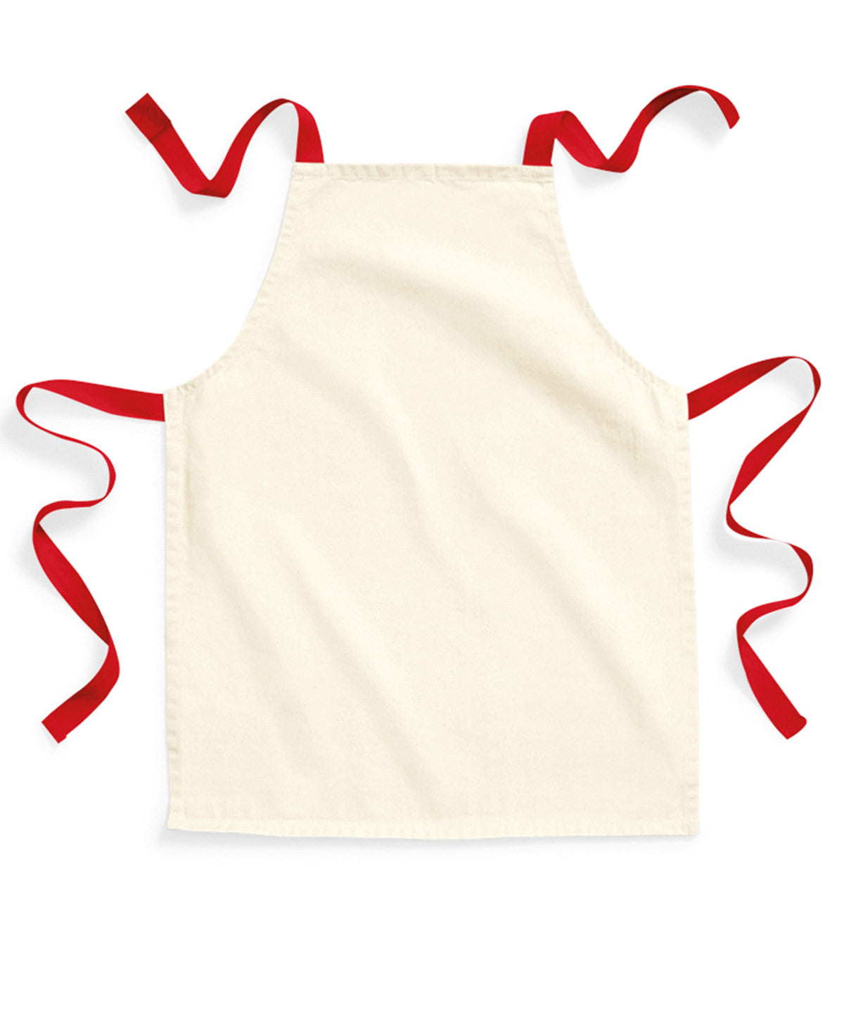 Westford Mill Fairtrade cotton junior craft apron in Natural/Classic Red, front view