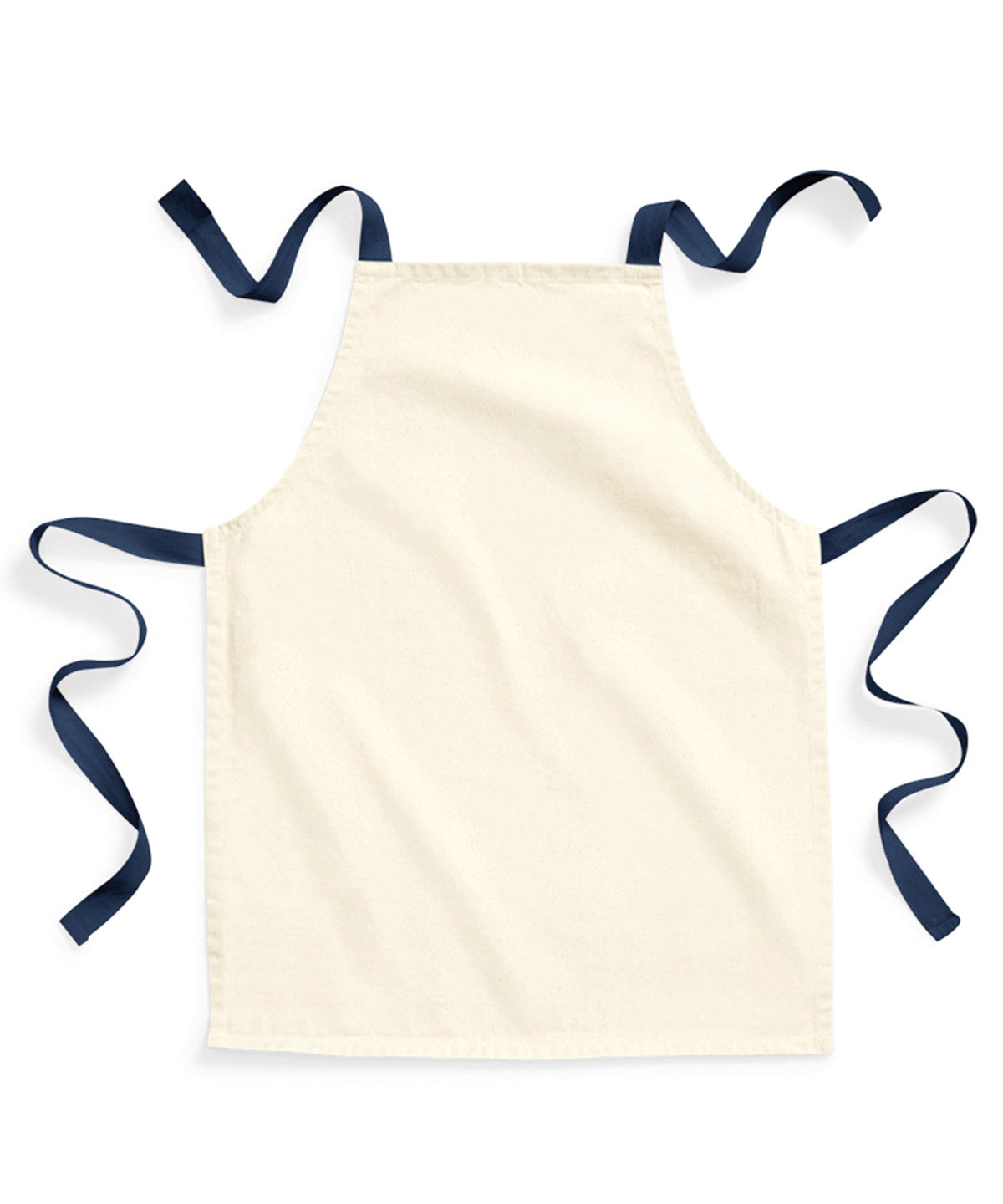 Westford Mill Fairtrade cotton junior craft apron in Natural/French Navy, front view
