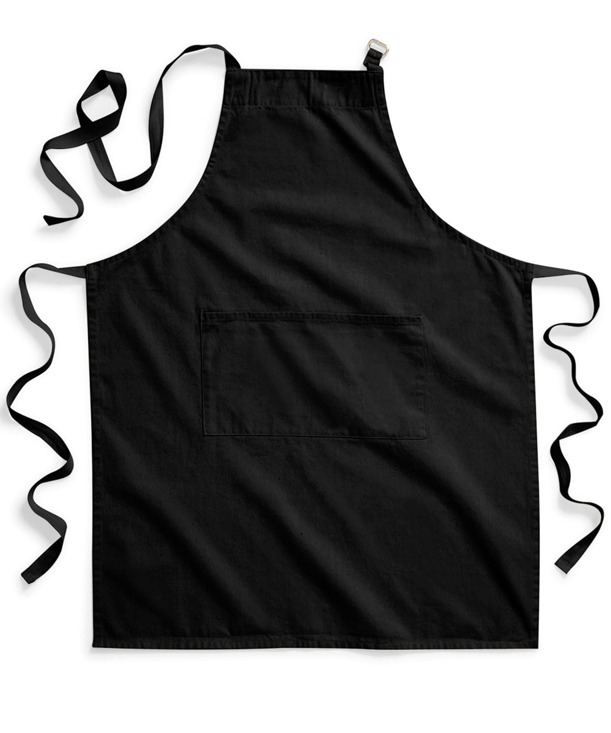 Westford Mill Fairtrade cotton adult craft apron in Black, front view