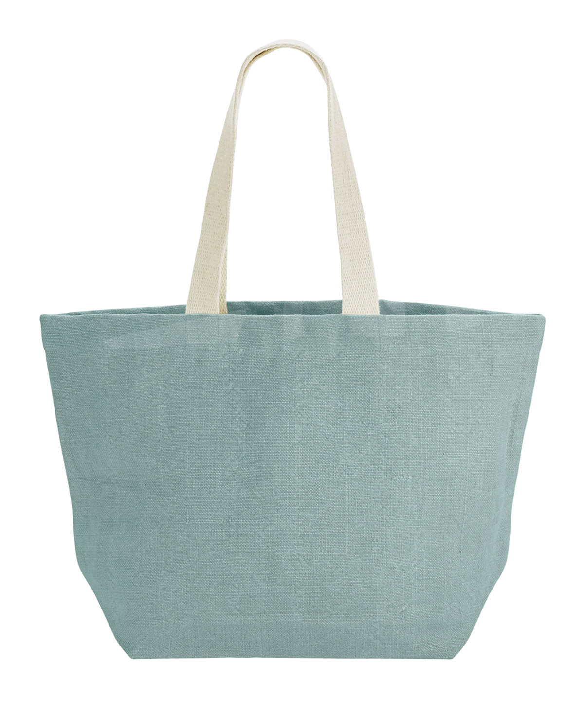 Westford Mill Soft washed jute beach bag in Duck Egg Blue, front view