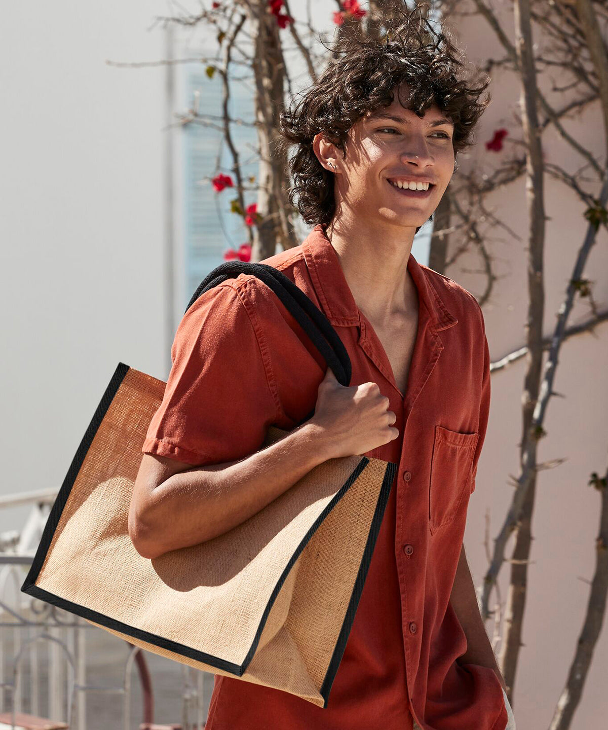 Westford Mill Natural starched jute classic shopper, lifestyle photo