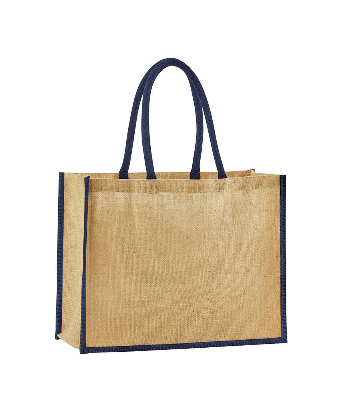 Westford Mill Natural starched jute classic shopper in Natural/Navy, front view