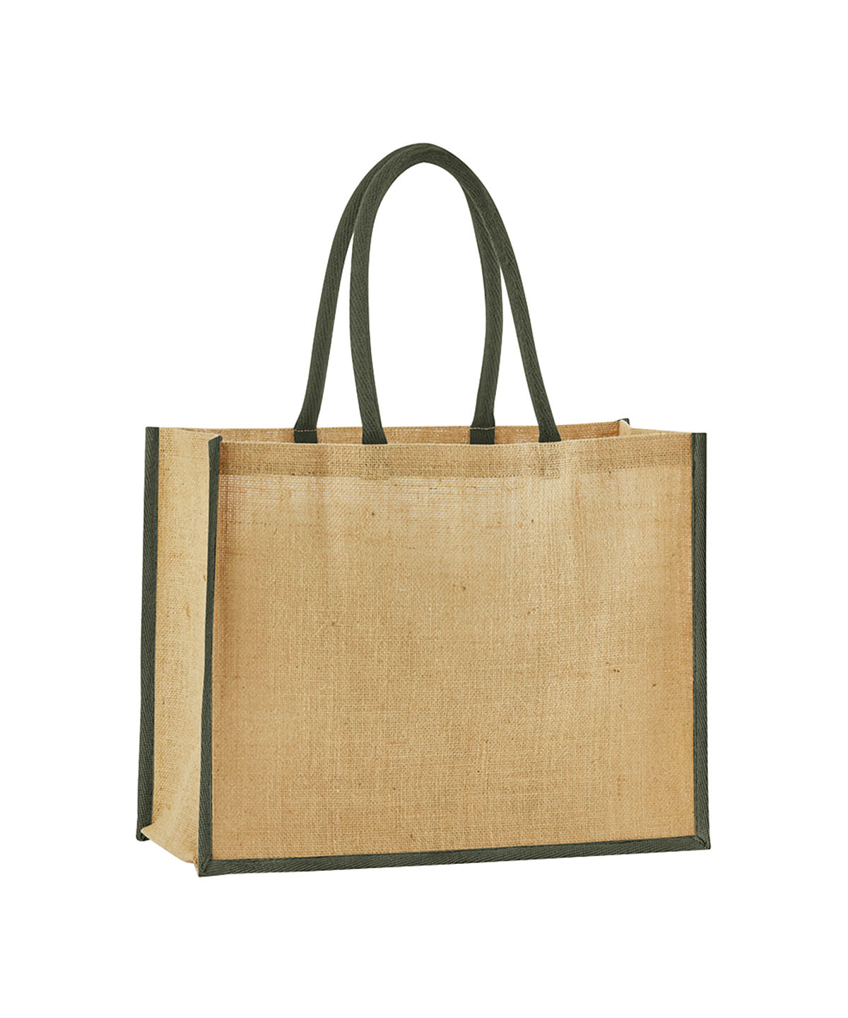 Westford Mill Natural starched jute classic shopper in Natural/Olive Green, front view