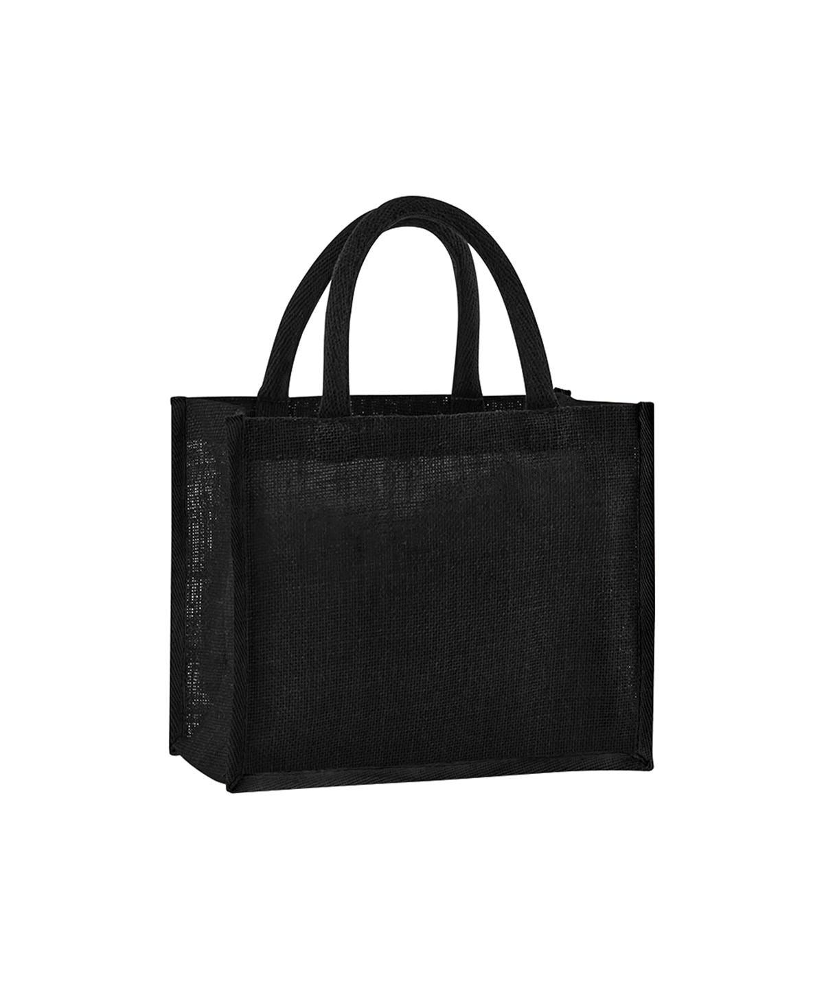 Westford Mill Natural starched jute midi tote in Black/Black, front view