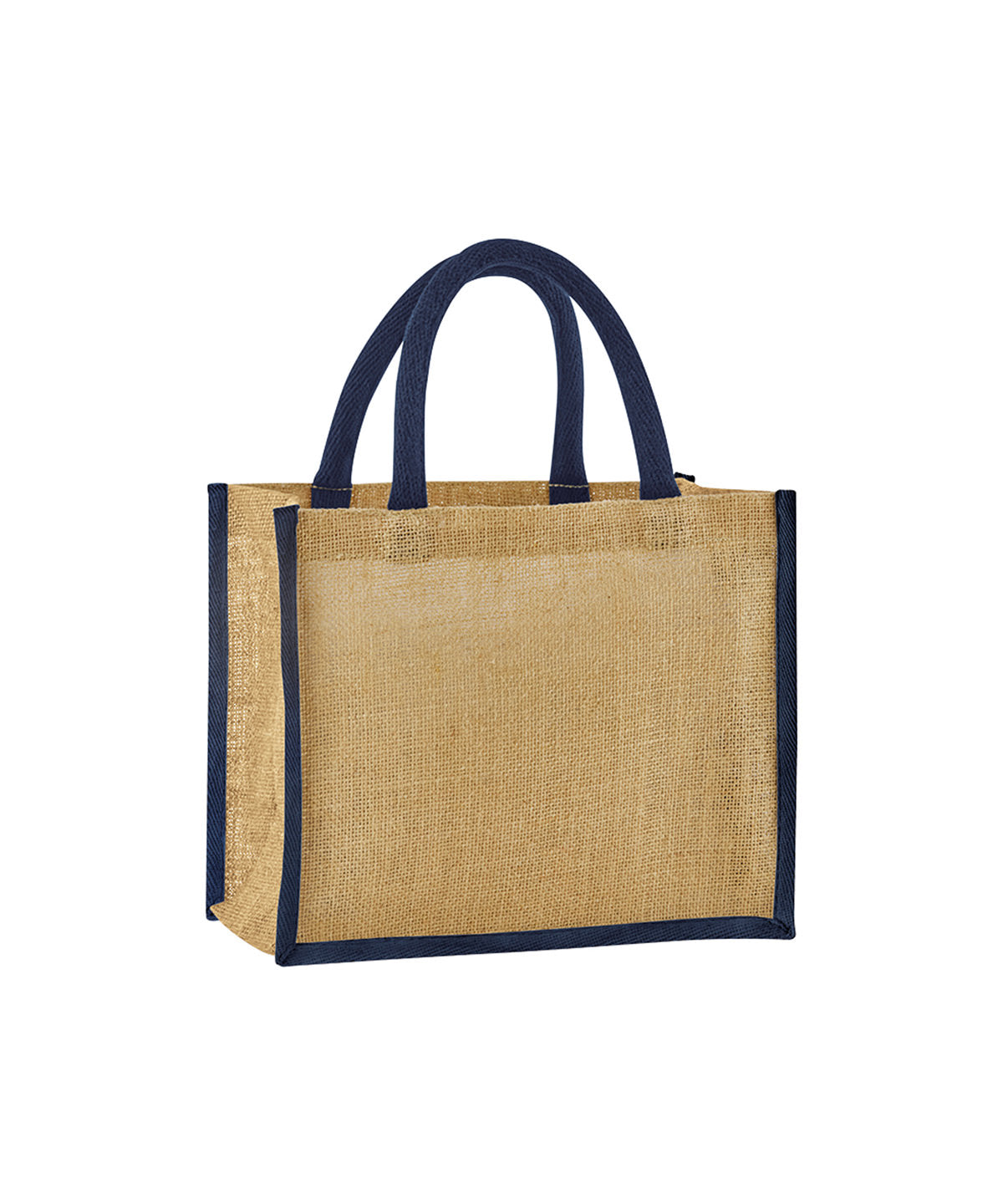 Westford Mill Natural starched jute midi tote in Natural/Navy, front view