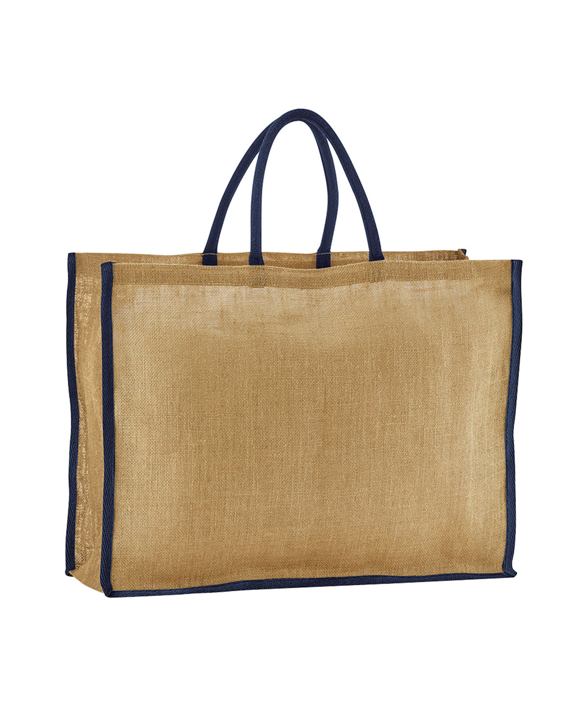 Westford Mill Natural starched jute market shopper in Natural/Navy, front view