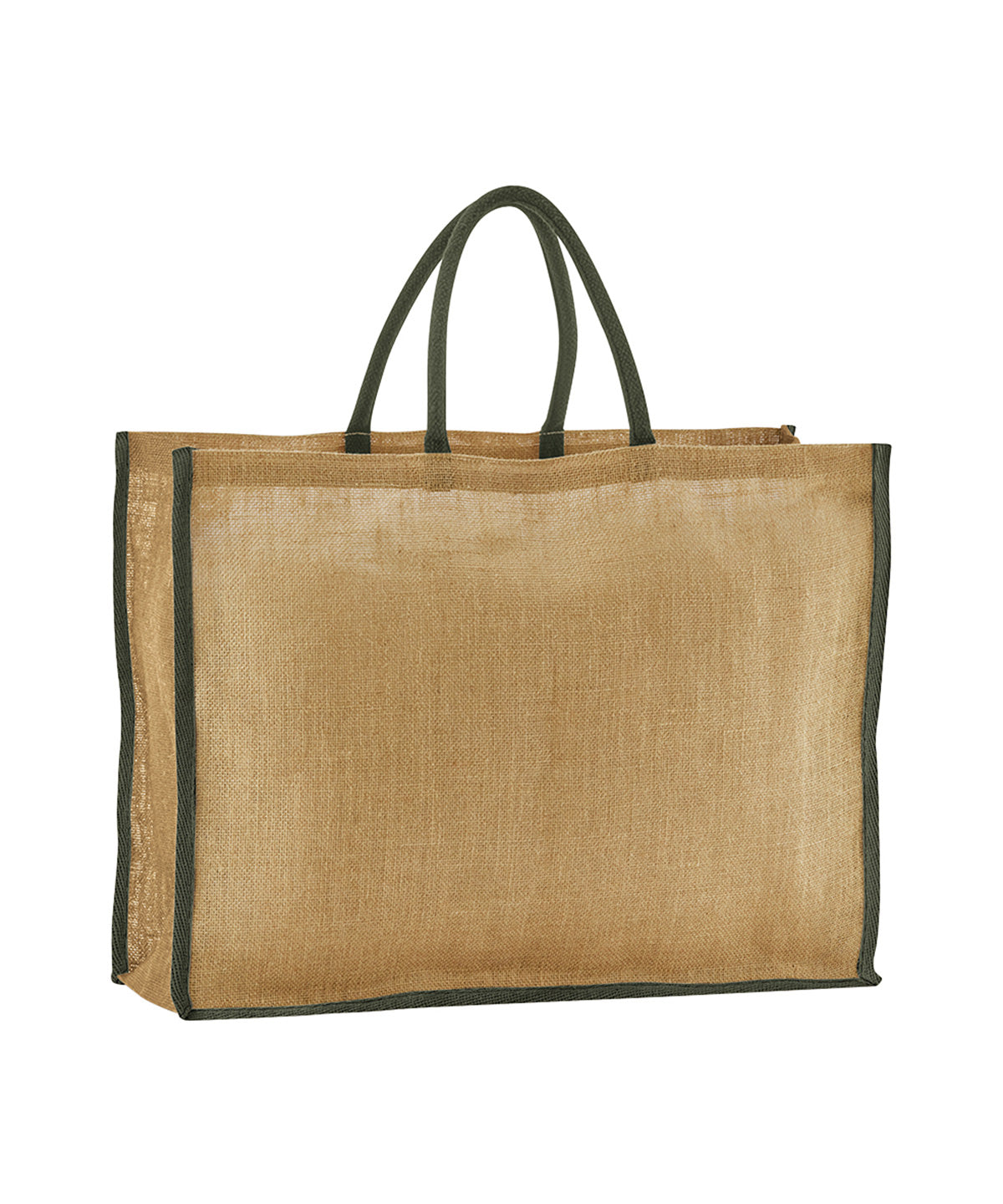 Westford Mill Natural starched jute market shopper in Natural/Olive Green, front view
