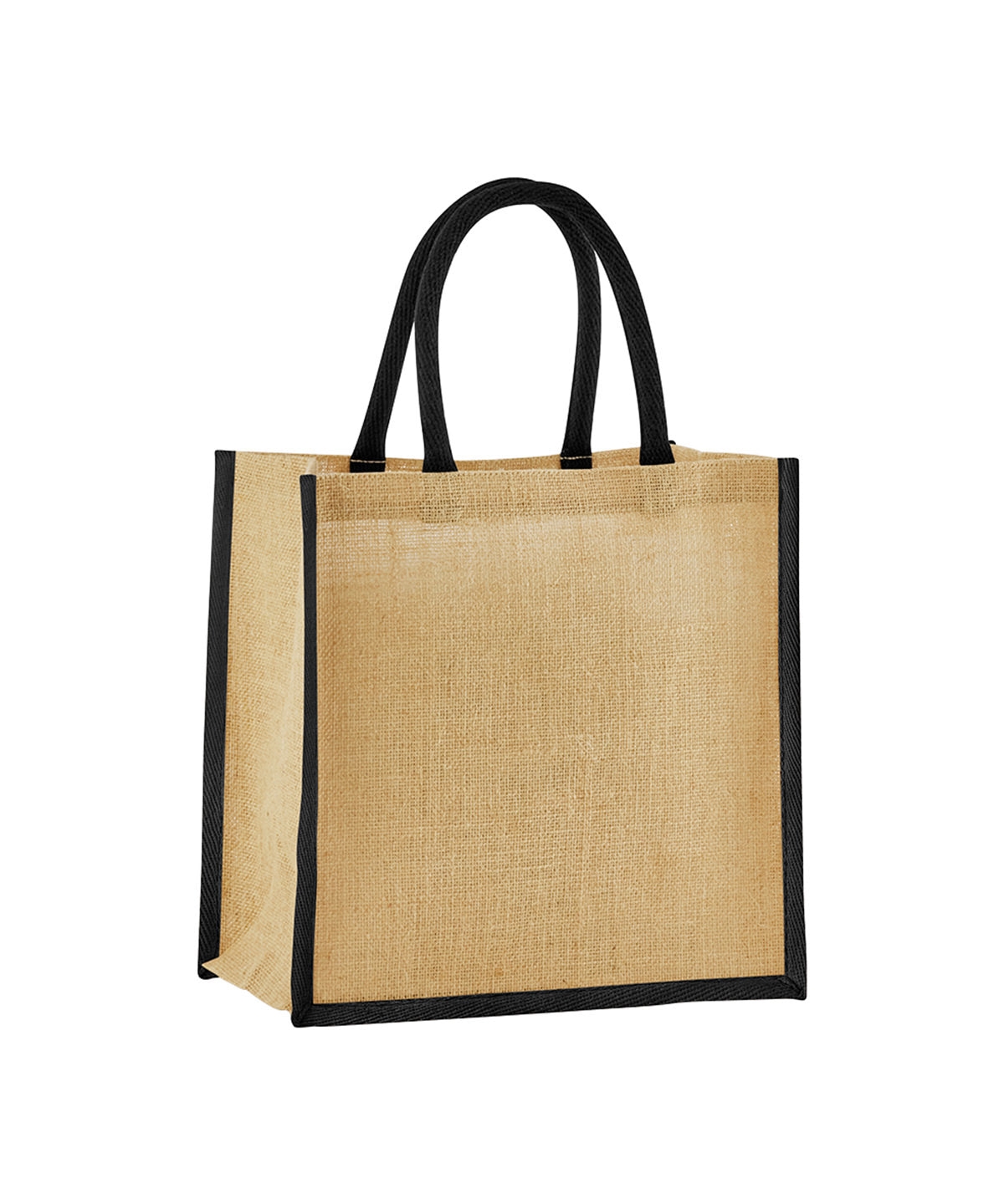 Westford Mill Natural starched jute mini gift bag in Natural/Black, front view