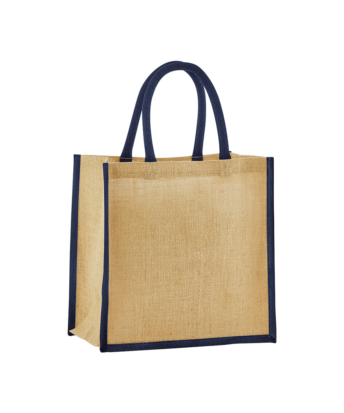 Westford Mill Natural starched jute mini gift bag in Natural/Navy, front view