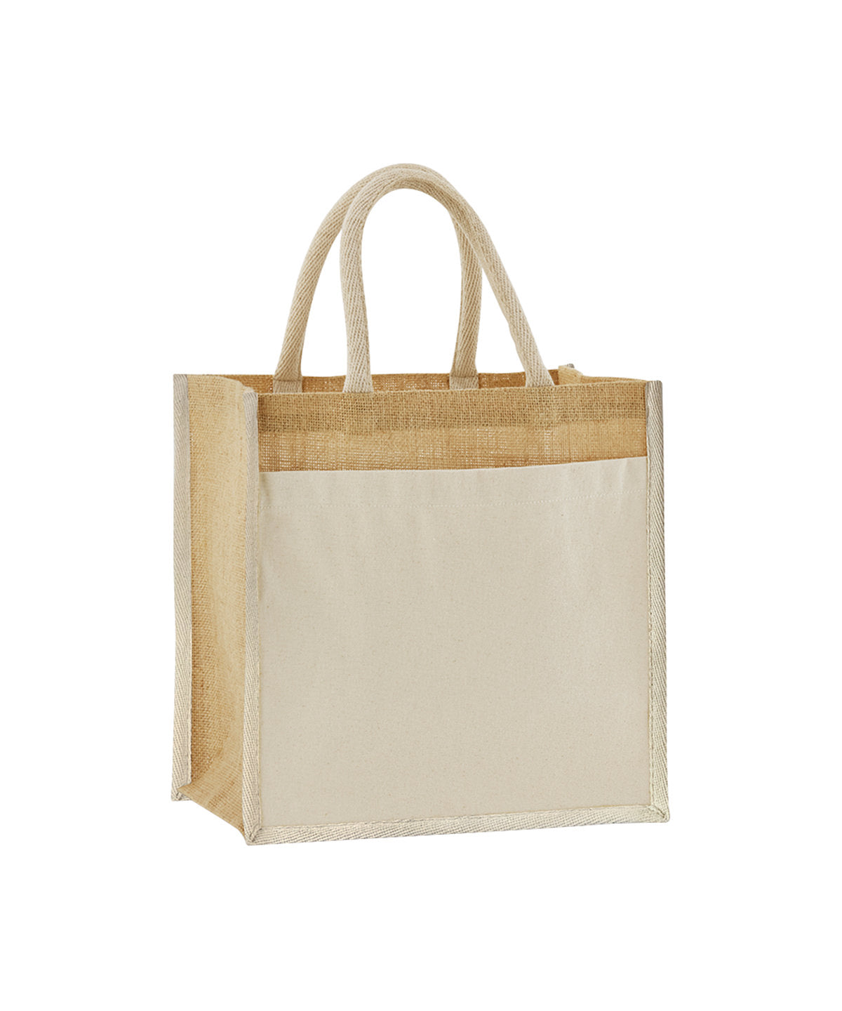 Westford Mill Cotton pocket natural starched jute midi tote in Natural, front view