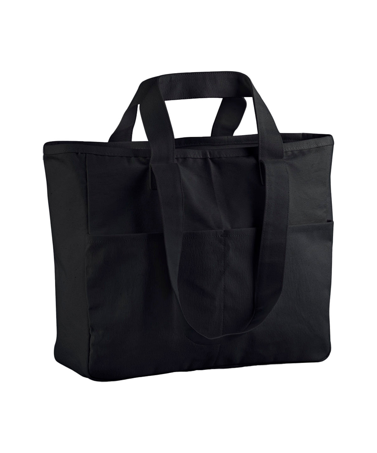 Westford Mill Double-handle cargo pocket tote in Black, front view