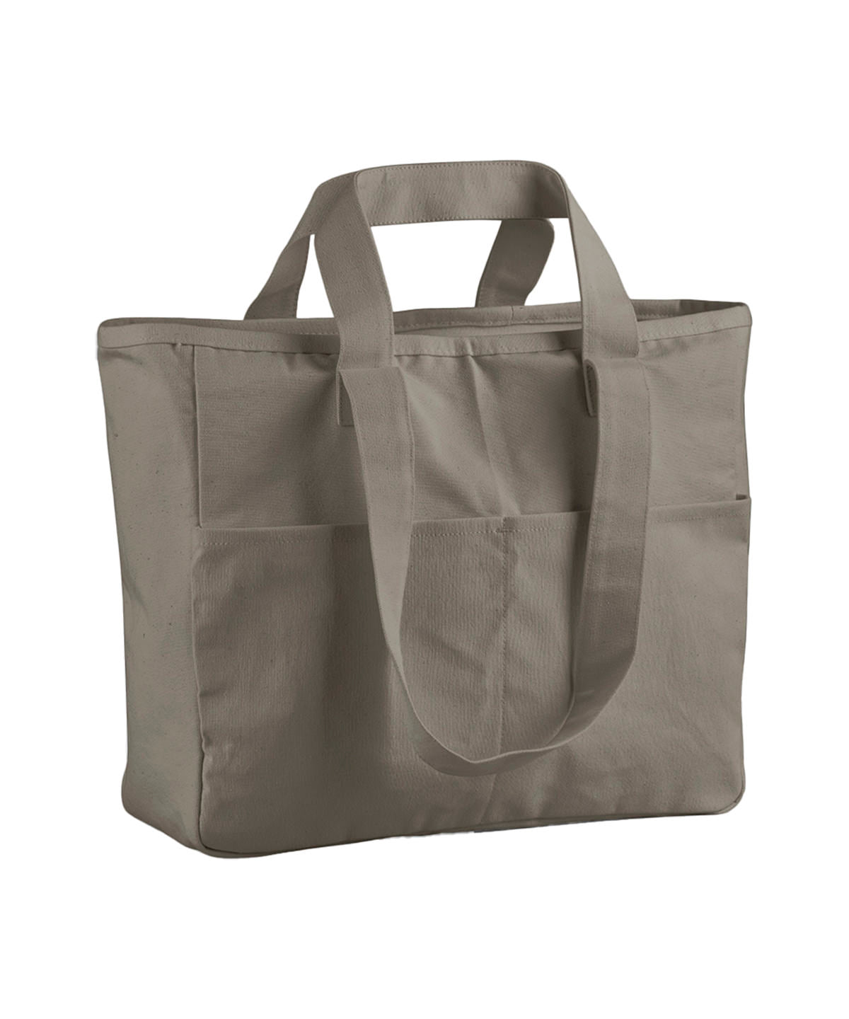 Westford Mill Double-handle cargo pocket tote in Mushroom, front view