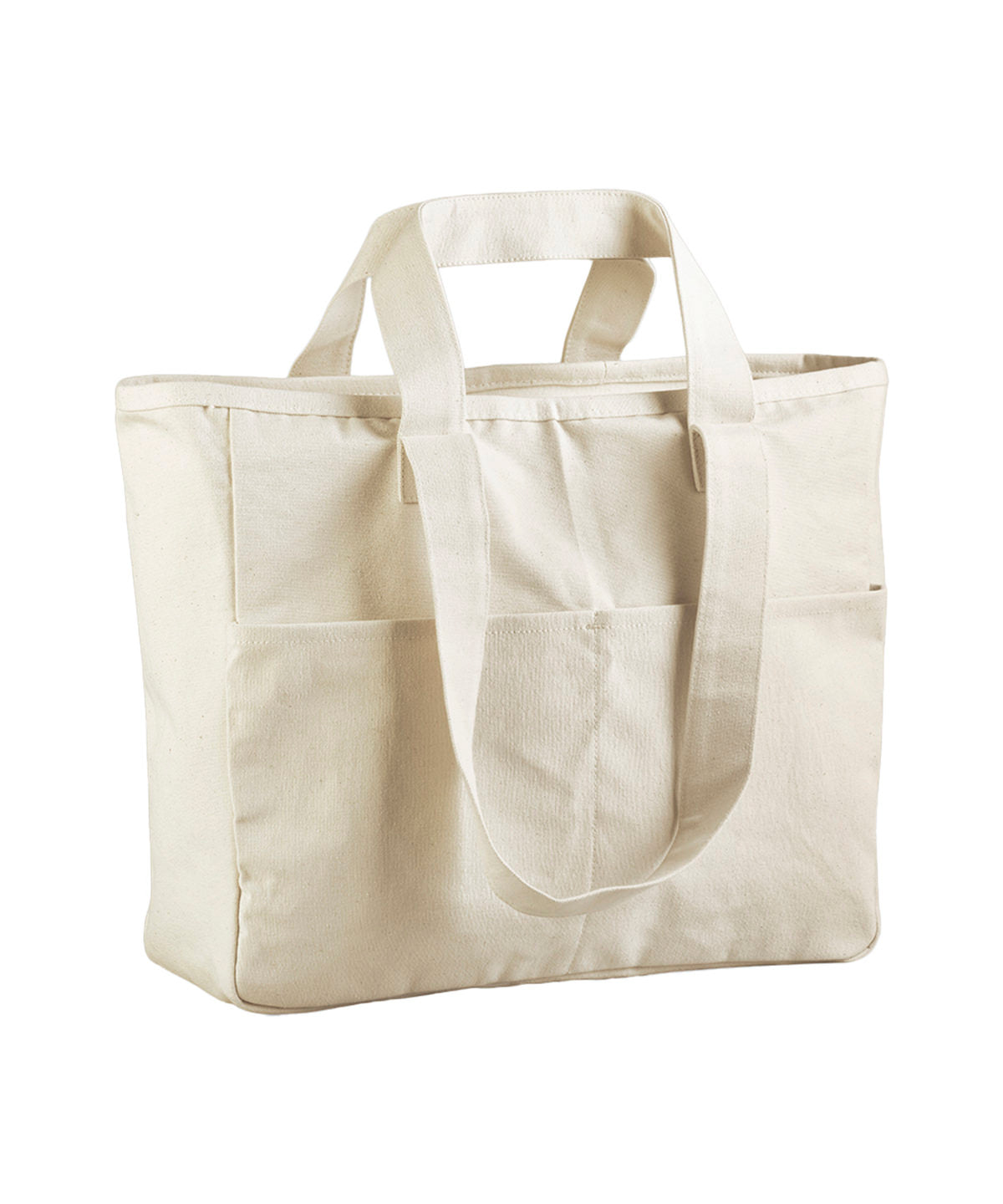 Westford Mill Double-handle cargo pocket tote in Natural, front view