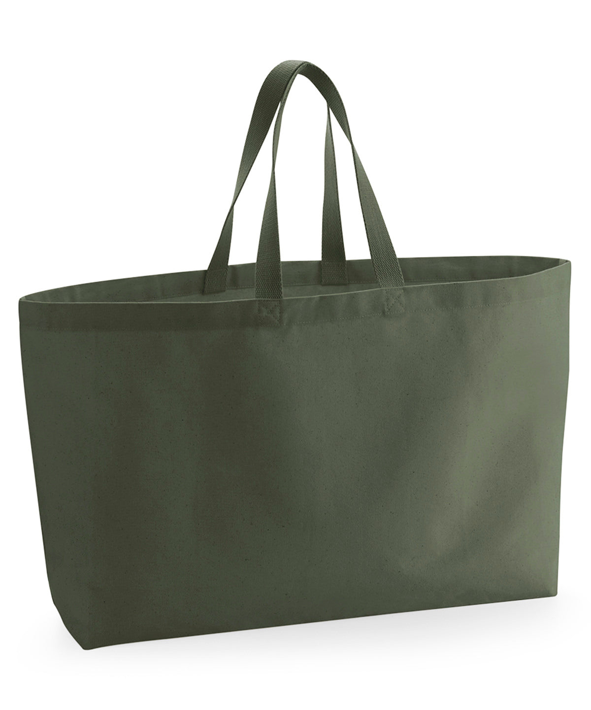 Westford Mill Oversized canvas tote bag in Olive Green, front view