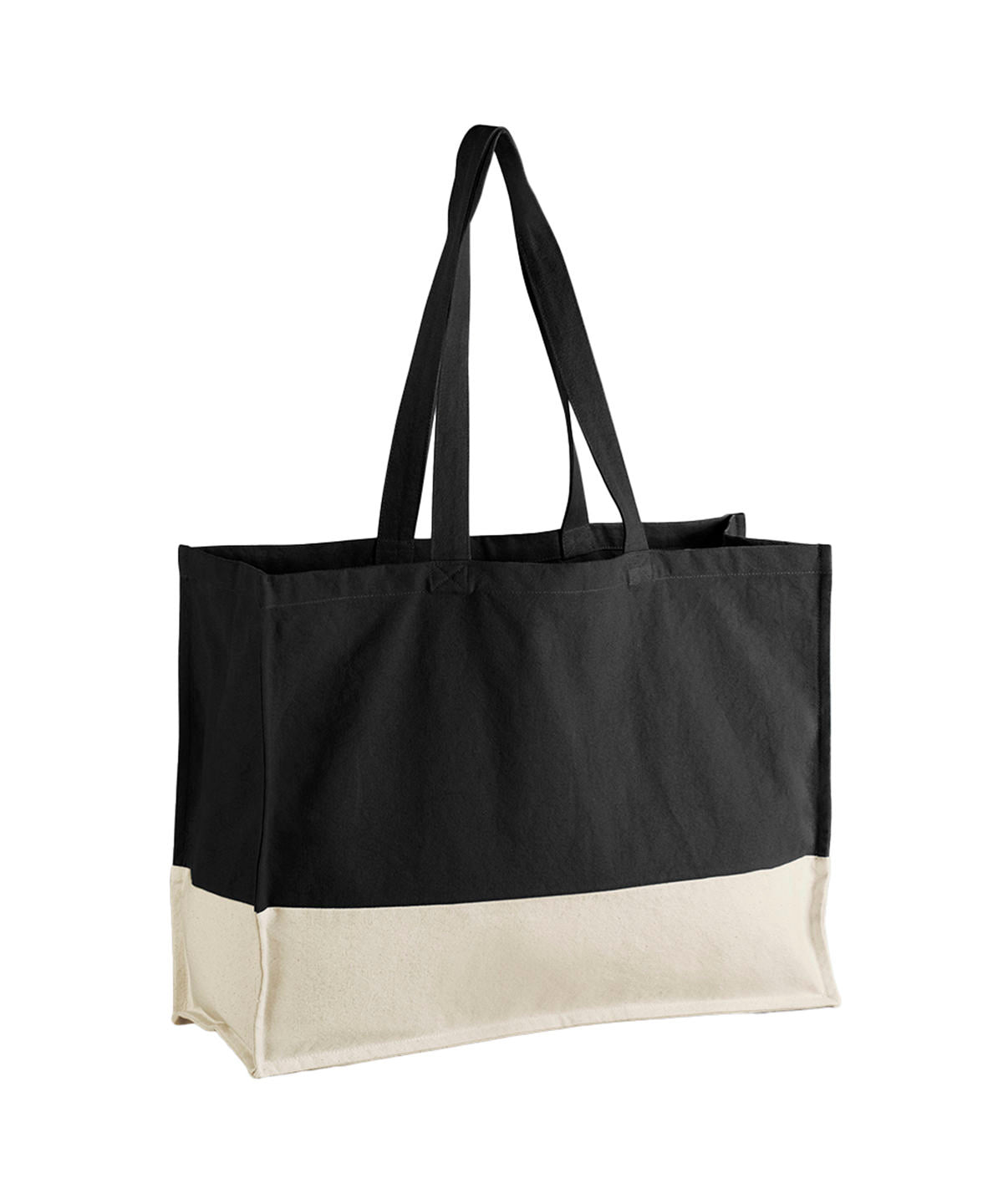 Westford Mill EarthAware organic contrast shopper in Black/Natural, front view