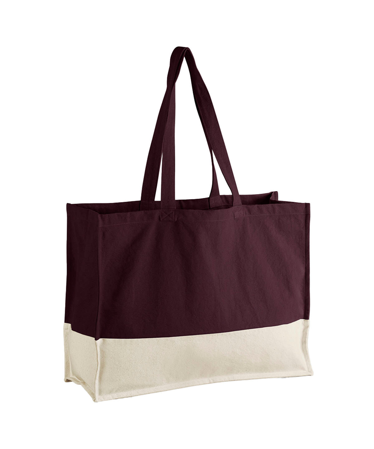 Westford Mill EarthAware organic contrast shopper in Oxblood/Natural, front view