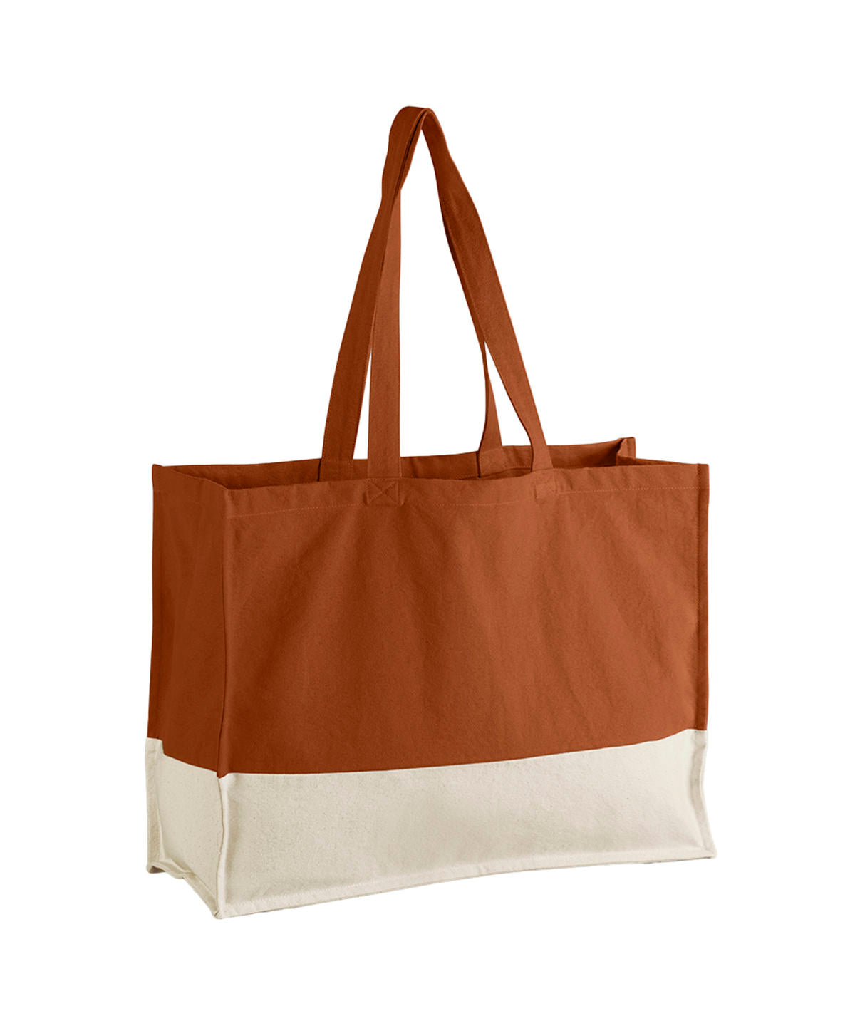 Westford Mill EarthAware organic contrast shopper in Pumpkin/Natural, front view