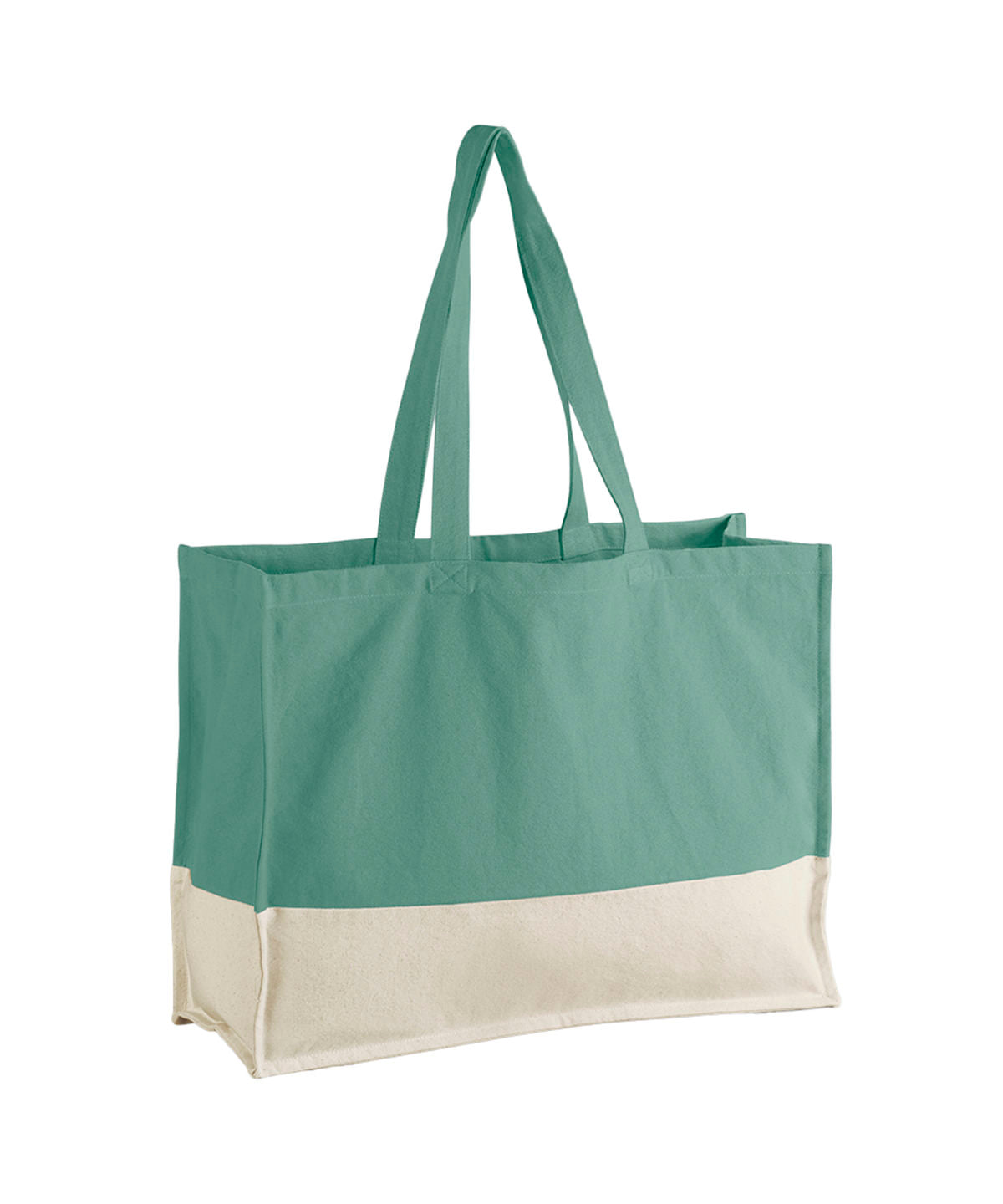 Westford Mill EarthAware organic contrast shopper in Sage Green/Natural, front view