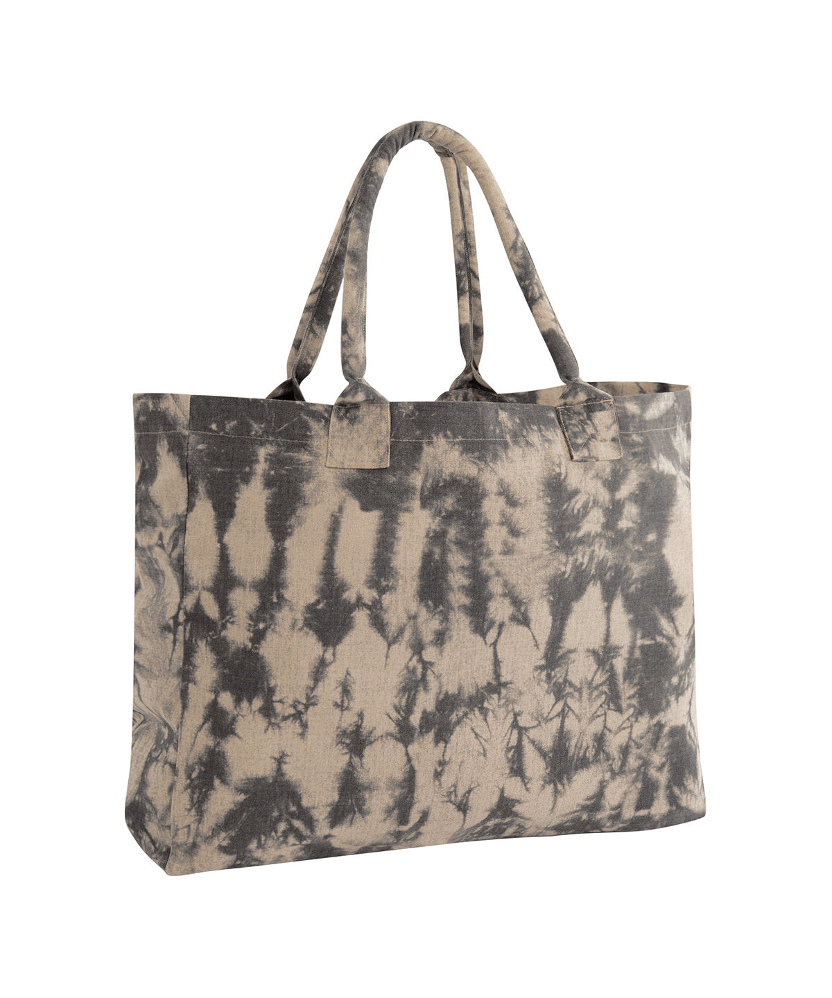 Westford Mill Tie-dye canvas tote bag in Sand Black Tie-Dye, front view