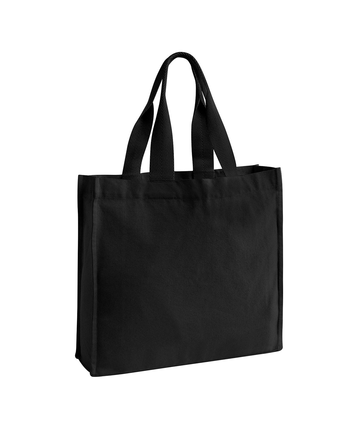 Westford Mill Chevron handle shopper in Black, front view