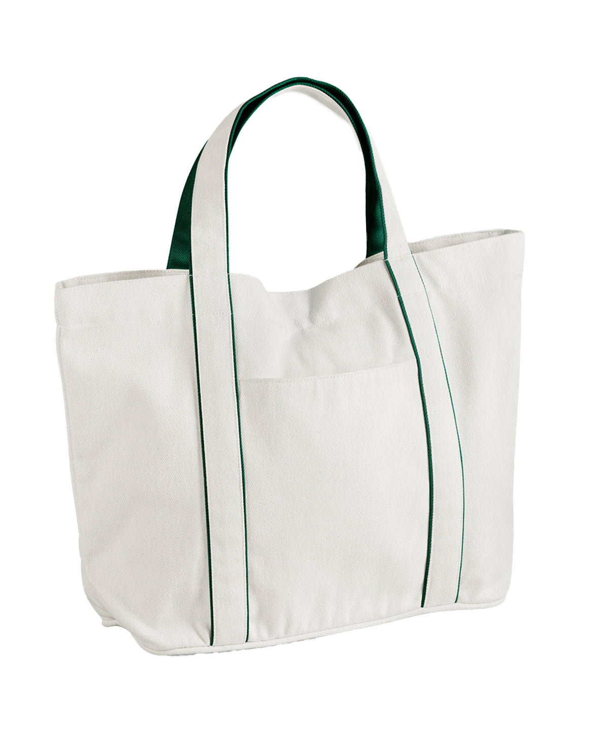 Westford Mill Courtside medium tote in Soft White/Bottle Green, front view