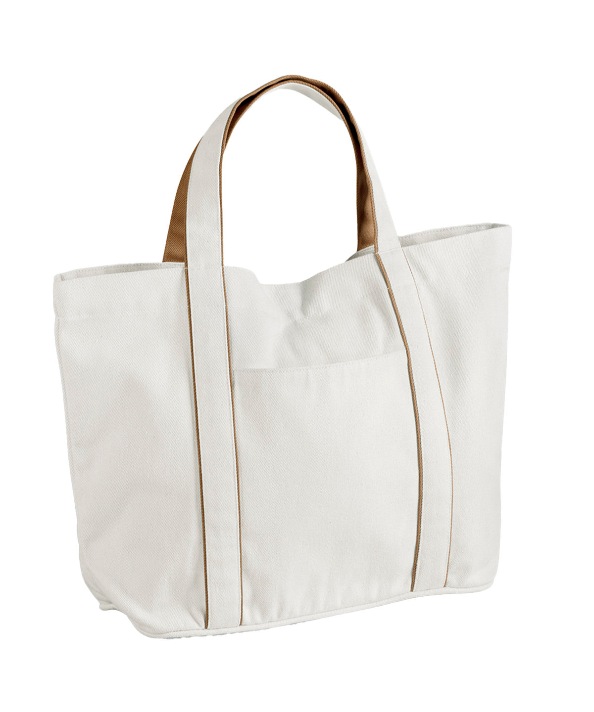 Westford Mill Courtside medium tote in Soft White/Caramel, front view