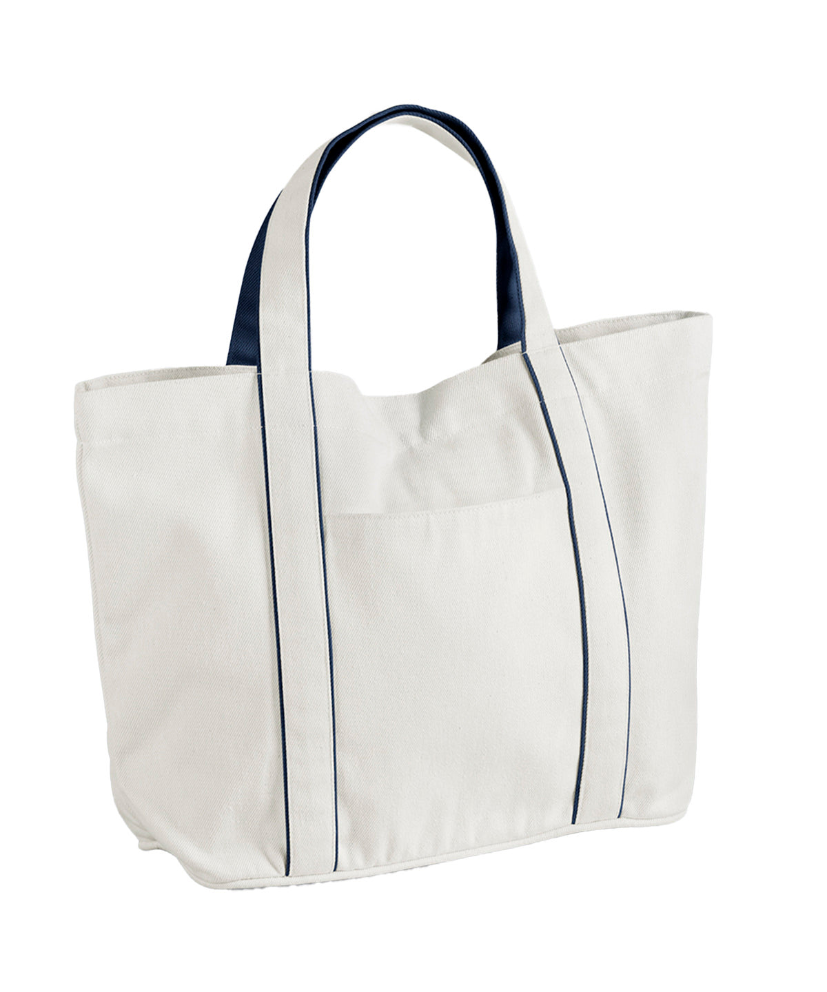 Westford Mill Courtside medium tote in Soft White/French Navy, front view