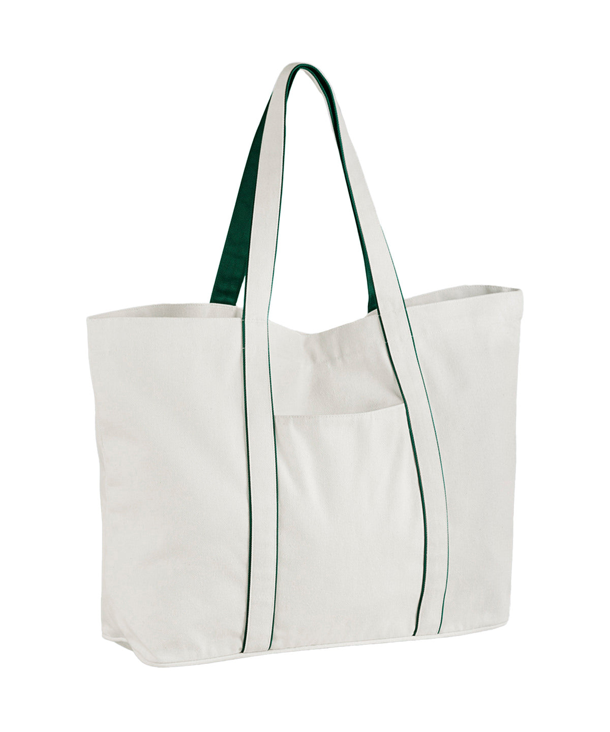 Westford Mill Courtside large tote in Soft White/Bottle Green, front view